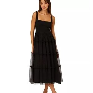 Chic Black Tiered Midi Dress